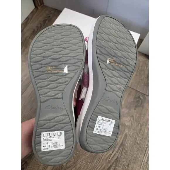 Clarks Cloudsteppers ARLA SHAYLIE Sandals Deep Fuscia Pink Fabric NEW IN BOX 8.5 - Picture 5 of 7